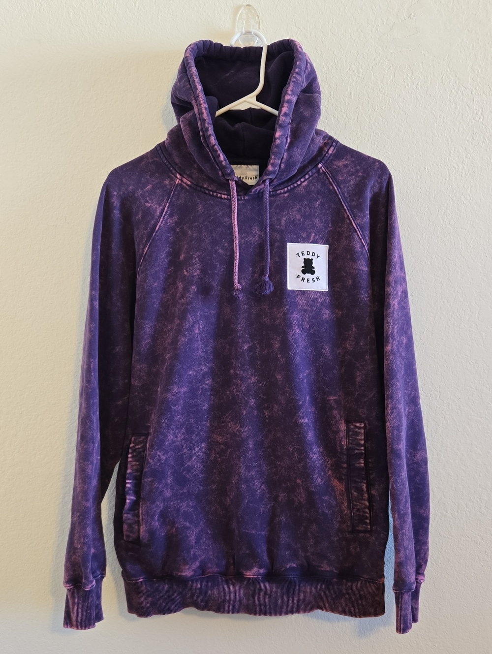 Teddy Fresh Tie-Dye Washed Purple Hoodie - Large